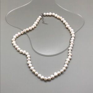 Genuine cultured baroque pearls necklace sterling silver 925 clasp classic style